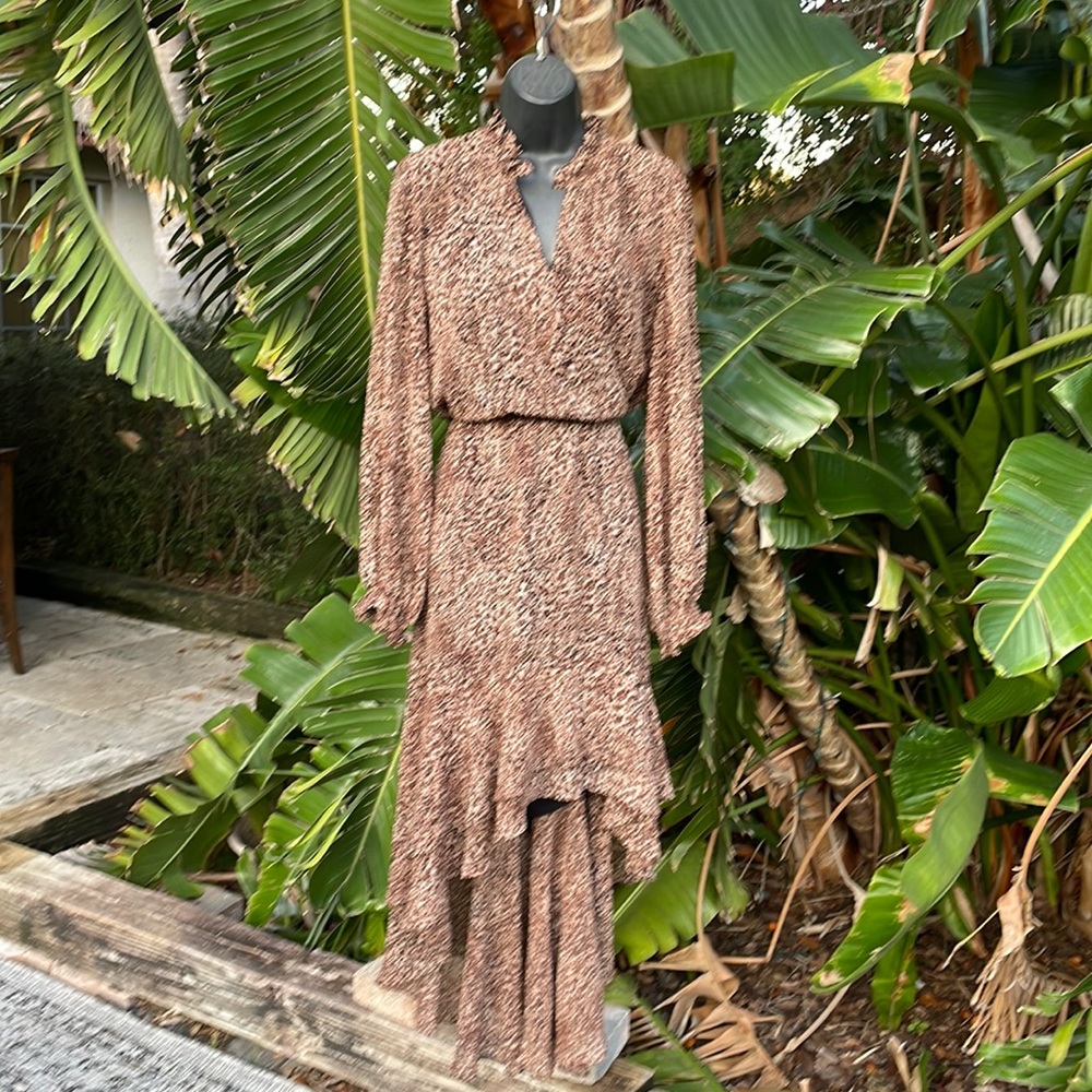 leopard print, chiffon asymmetric dress